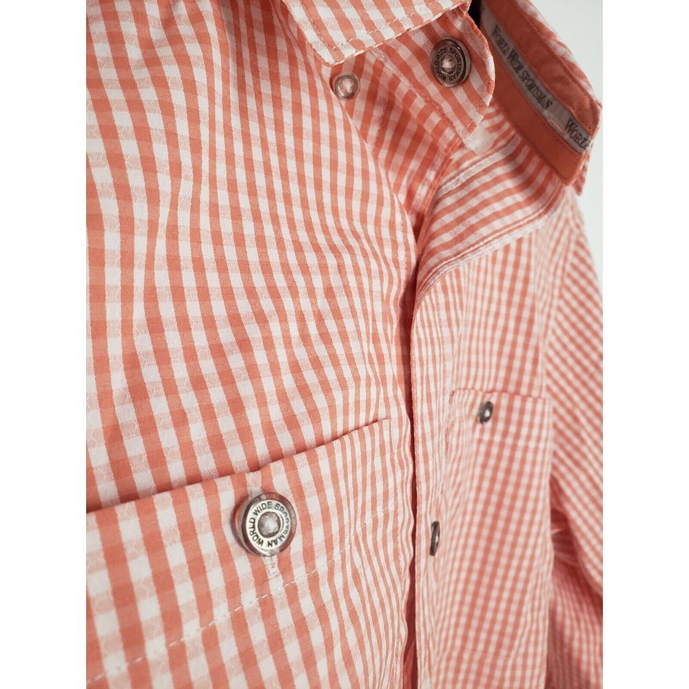 World Wide Sportsman Mens S Pink Salmon‎ Check Long Sleeve Vent Outdoors Fishing